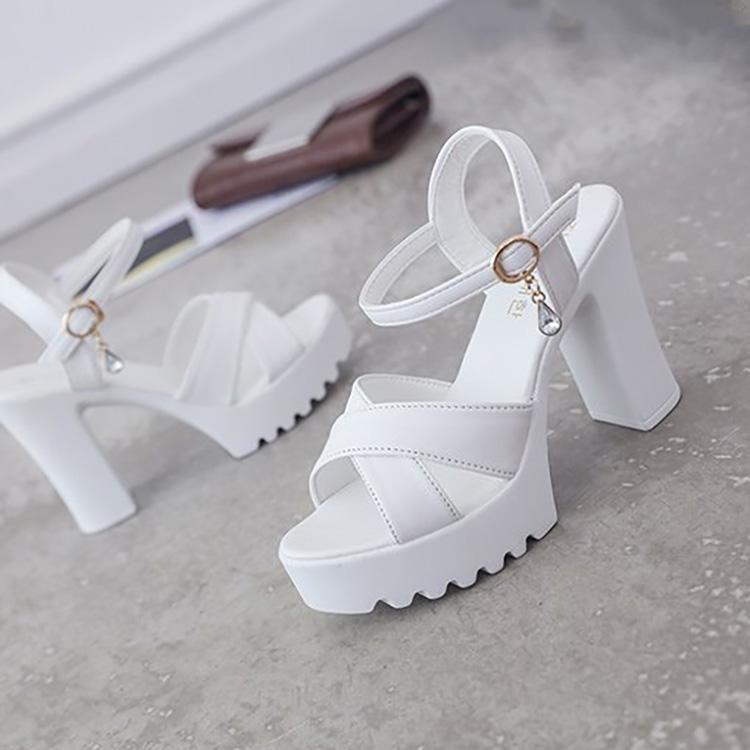 Γυναικεία παπούτσια με χοντρά τακούνια ίσια λουριά Λεπτή ζώνη Σανδάλια με τακούνι 35-41