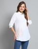 Monte Carlo Womens Self Design White Collar Neck 3/4 Sleeve Top