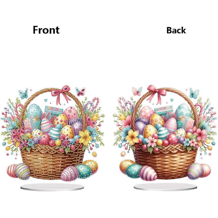 BAYUNOE DIY Diamond Art Painting Desktop Ornament Easter Handmade Double-Sided Pattern Diamond Art Decorated Tabletop Ornaments Single Sided Diamond
