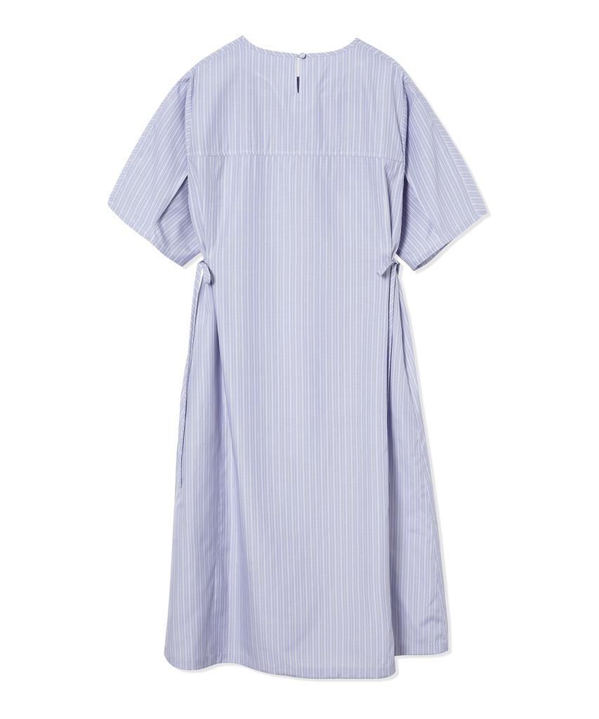 BETWEEN A AND B Waist Ribbon Stripe Long Dress [Blue]