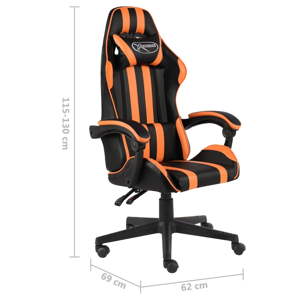 Gaming Chair In Black and Orange Artificial Leather