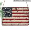 2D Flat Americana Style Vintage 13-Star American Flag Metal Sign - Rustic Aluminium Wall Hanging Plaque for Independence Day, Patriotic Fourth of