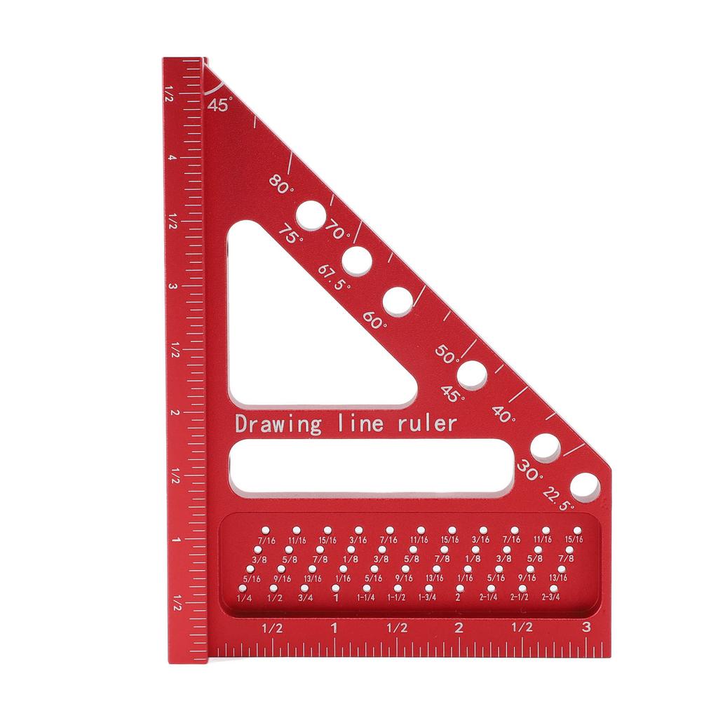 Carpenter Square Hole Scribing Ruler 45 90 Degree Aluminum Alloy 3D Measuring Ruler for Woodworking Engineering