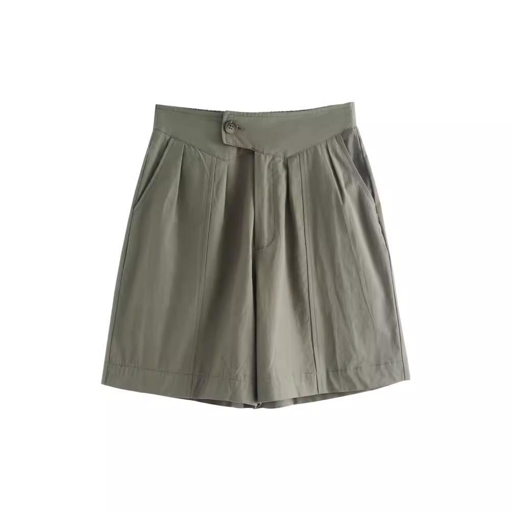 High Waist Cotton Wide-Leg Summer Shorts for Women - Plus Size, Korean Style, Non-Elastic, Loose Fit