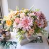 1Pc Artificial Rose Flowers Wedding Home Bedroom Decor Bridal Bouquet Garden Fake Silk Dahlia Hydrangeas Vase For Board Outdoors