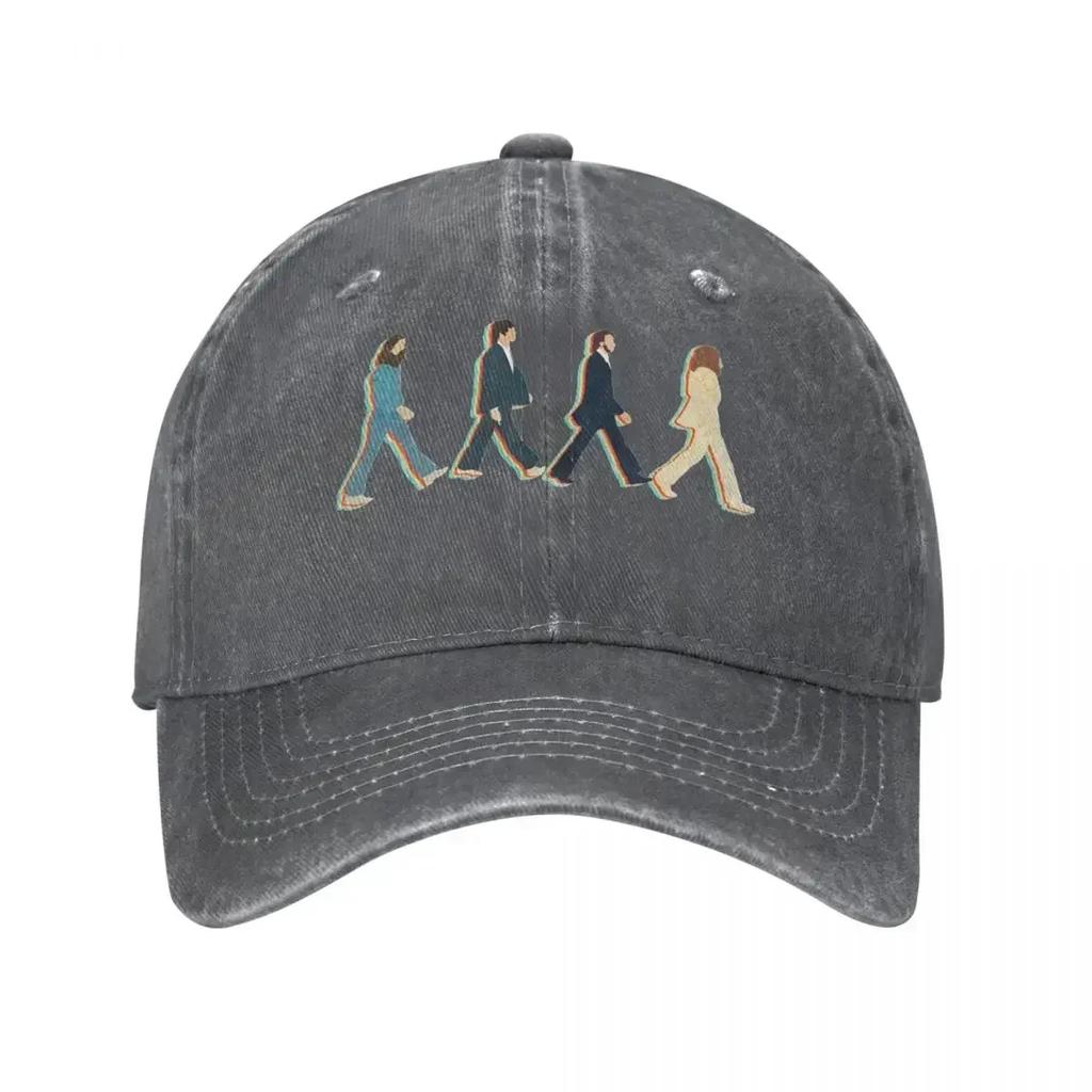 Lässige Road Music Die Beatle Baseballkappen Unisex Stil Used-Look Denim Kopfbedeckung Outdoor Reisen Verstellbare Passform Hüte Kappe