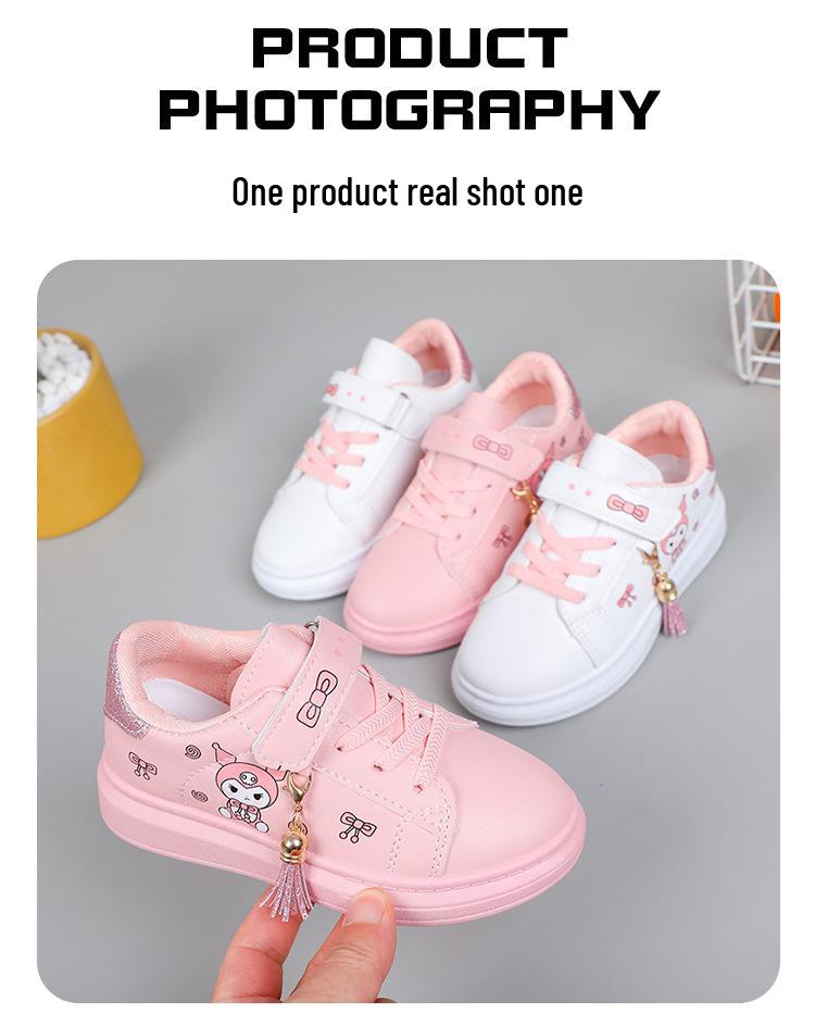 Girls' Soft Sole Waterproof Leather Sneakers - New for Spring/Autumn 2025, Non-Slip Running Shoes