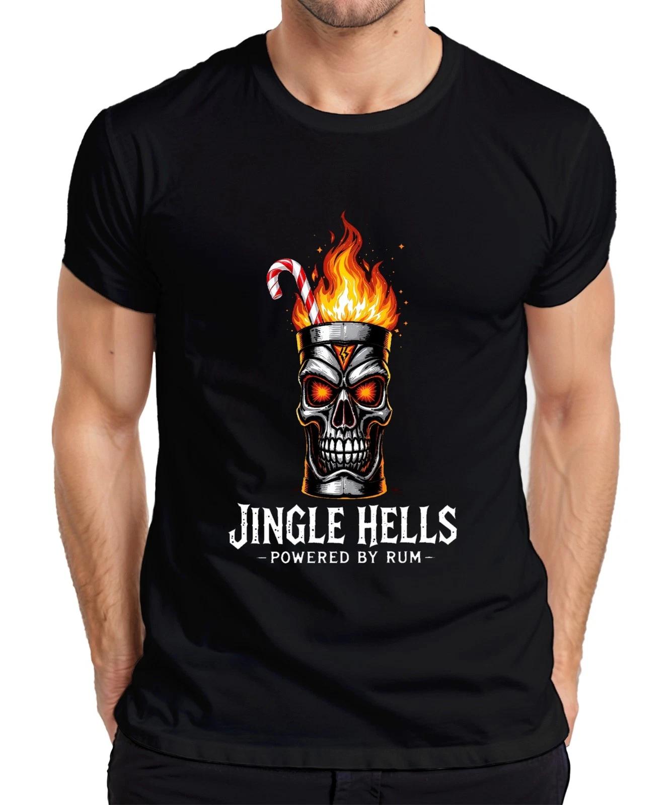 Jingle Hells Powered by Rum Totenkopf Flamme Gothic Geschenk Herren T-Shirt XL