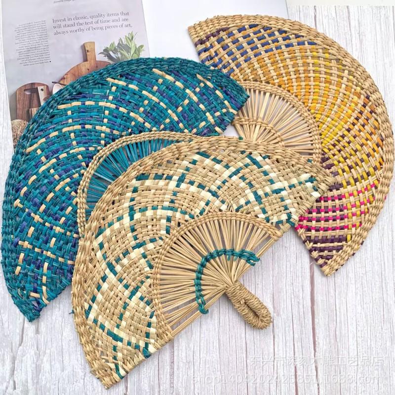 Handwoven Seagrass Wall Fan Decorative Hanging Home Boho Style Natural Fiber Craft