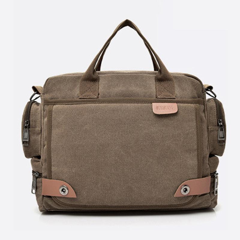 Men's Briefcase Canvas Large Capacity Men's Business Handbag Fashionable Shoulder Big Bag Casual Crossbody Bag Travel Handbag