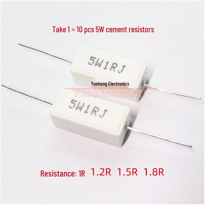 Horizontal Cement Resistor 5W: 1R, 1.2R, 1.5R, 1.8R, 5% Tolerance