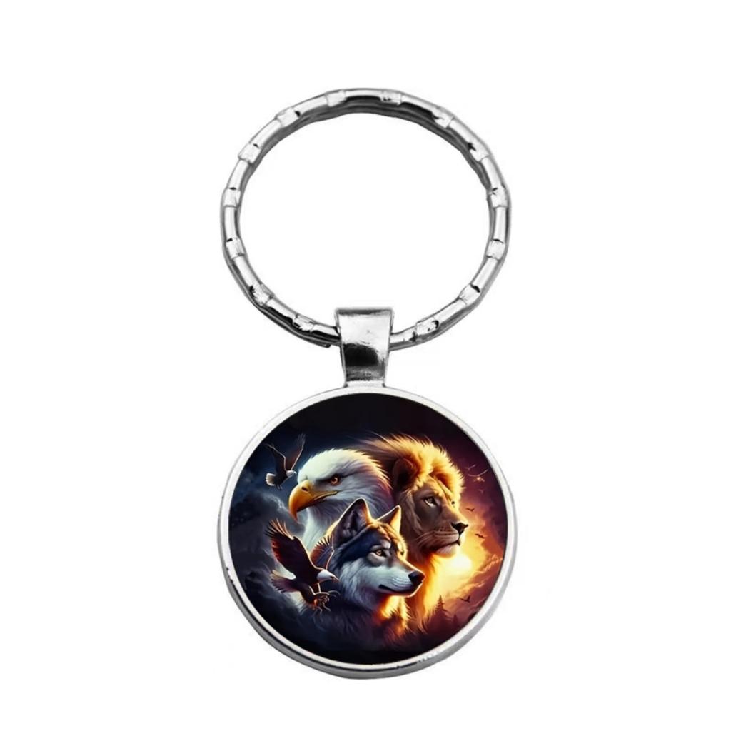 Mode legering nyckelring hänge rund metall nyckelring