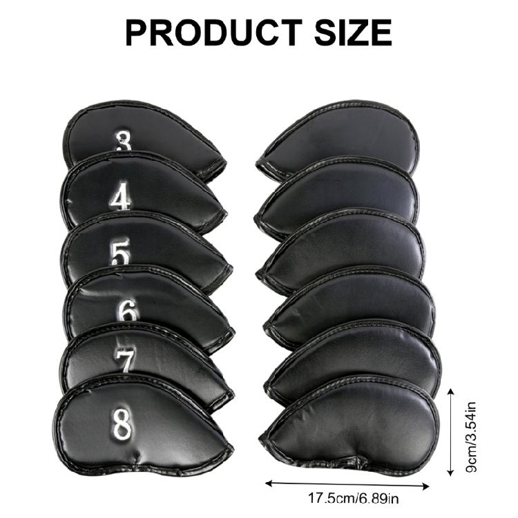 12Pcs PU Leathers Golfs Iron Head Cover with Big Number for Long Golfs Club Head