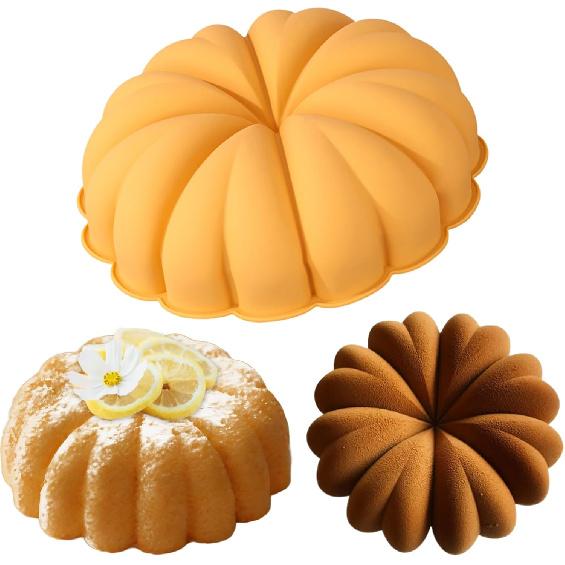 Pumpkin Silicone Bundt Cake Pan 9 Inch Large Pumpkin Shaped Silicone Mold Nonstick Baking Cake Mold for Thanksgiving Halloween Cakes Loaf Muffin