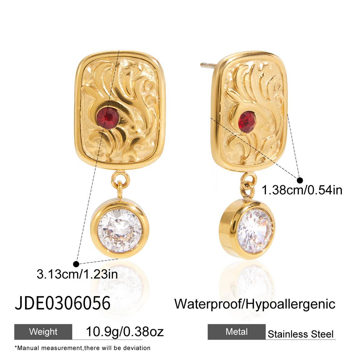 

Youthway Fashion Red Rhinestone Square Coin Series Pendant Stud Earrings Stainless Steel Women S Autumn And Winter Earrings