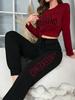 Women's Autumn European & American Home Wear Pajama Set: Long-Sleeve Letter Top & Long Pants Casual Two-Piece