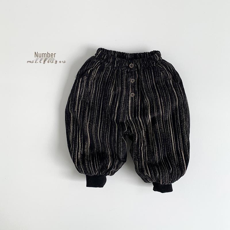 Children's Corduroy Fleece-Lined Winter Pants - Mori Style Casual, Warm, Trendy for Boys and Girls