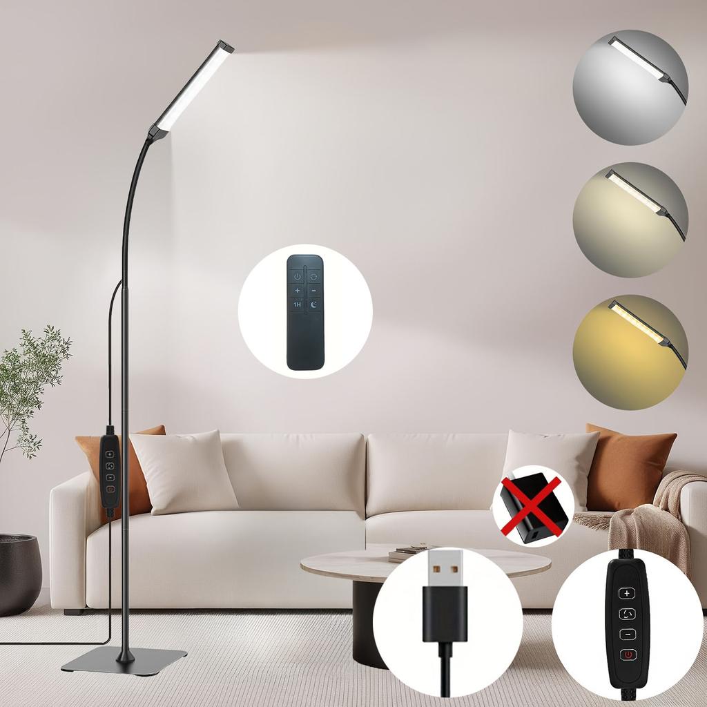 Long Table Lamp Powered by USB 3 Color Modes Available Adjustable Height and Brightness  for Living Room, Bedroom and Study Room