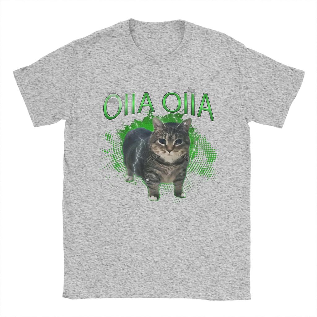 Drehende Katze OIIA OIIA Elektrische Meme-Katze OIIAA T-Shirts für Männer Reine Baumwoll-T-Shirts O-Ausschnitt T-Shirts Kurzarm-Tops Geburtstagsgeschenk