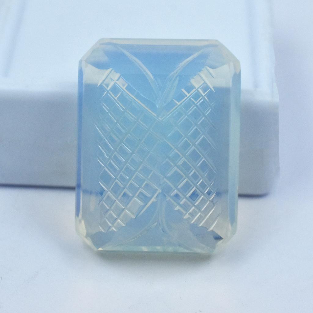 Lab-Created White Opal Loose Gemstone 68.35 ct Emerald Cut October Birthstone for Gem Collections
