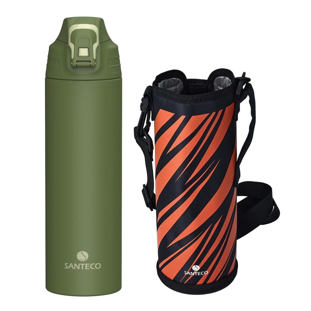SANTECO Water 1 Stainless Steel Vacuum Cold Warm Easy to Direct Beverage Stylish NEVIS Green Bottle, Liter, Thermos, 1000ML, Bottle, Sports,