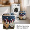 Large Fabric Storage Basket with Sheep and Floral Print Quilted Design Soft Sided Organizer with Handles for Home Use Laundry Room Nursery Toy Room