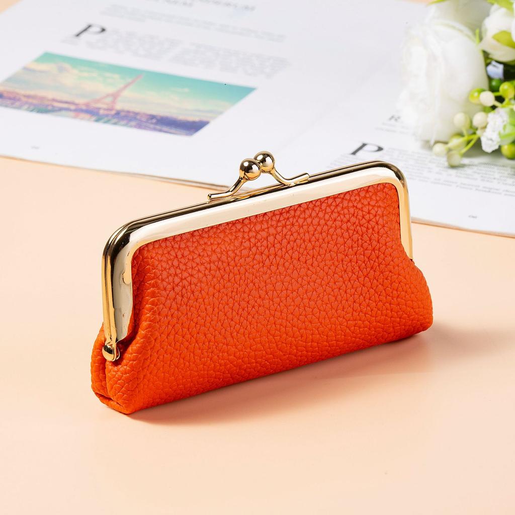Niche Fashion Mouth Red Envelope Mini Compact Wallet Storage Bag Female PU Leather Clip Bag Trendy