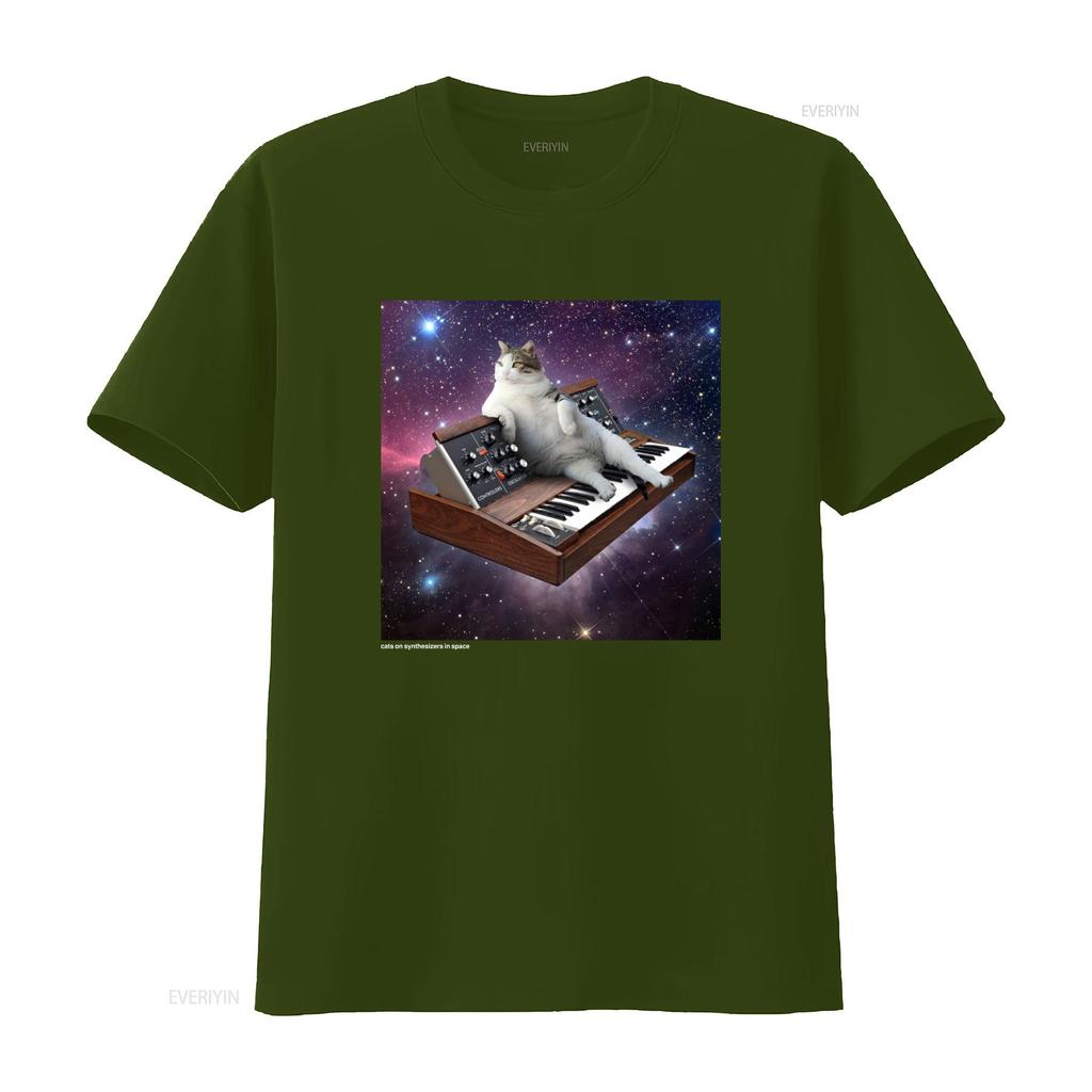 Cool Cats On Synthesizers In Space Minimoog T Shirt For  Vintage Washed Stylish Slightly Stretched Unisex Designer Clothes