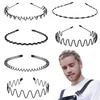 1 Stück Lässiges Mode Schwarzes Metall Gewelltes Stirnband Alice Sportstil Haarband Einfarbig Herren Damen Unisex Haarband Kopfbedeckung für Erwachsene