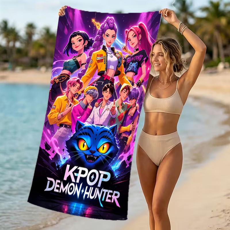 Beach Towel with Demon Hunter Pattern - Soft,absorbent,machine Washable Lightweight&Modern,swimming,Travel Essentials