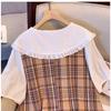 Plus Size Women's Summer Pastoral Print Fake Two Doll Neck Dress