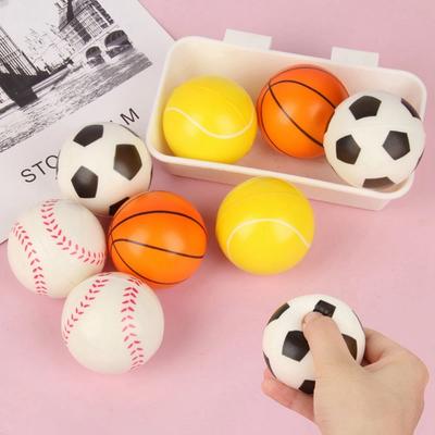6PCS PU Squeezing Ball Sponge Ball Facial Expression Foam Ball Pinching Stress Relieving Toy Wrist Movement 6.3cm Children's Toy