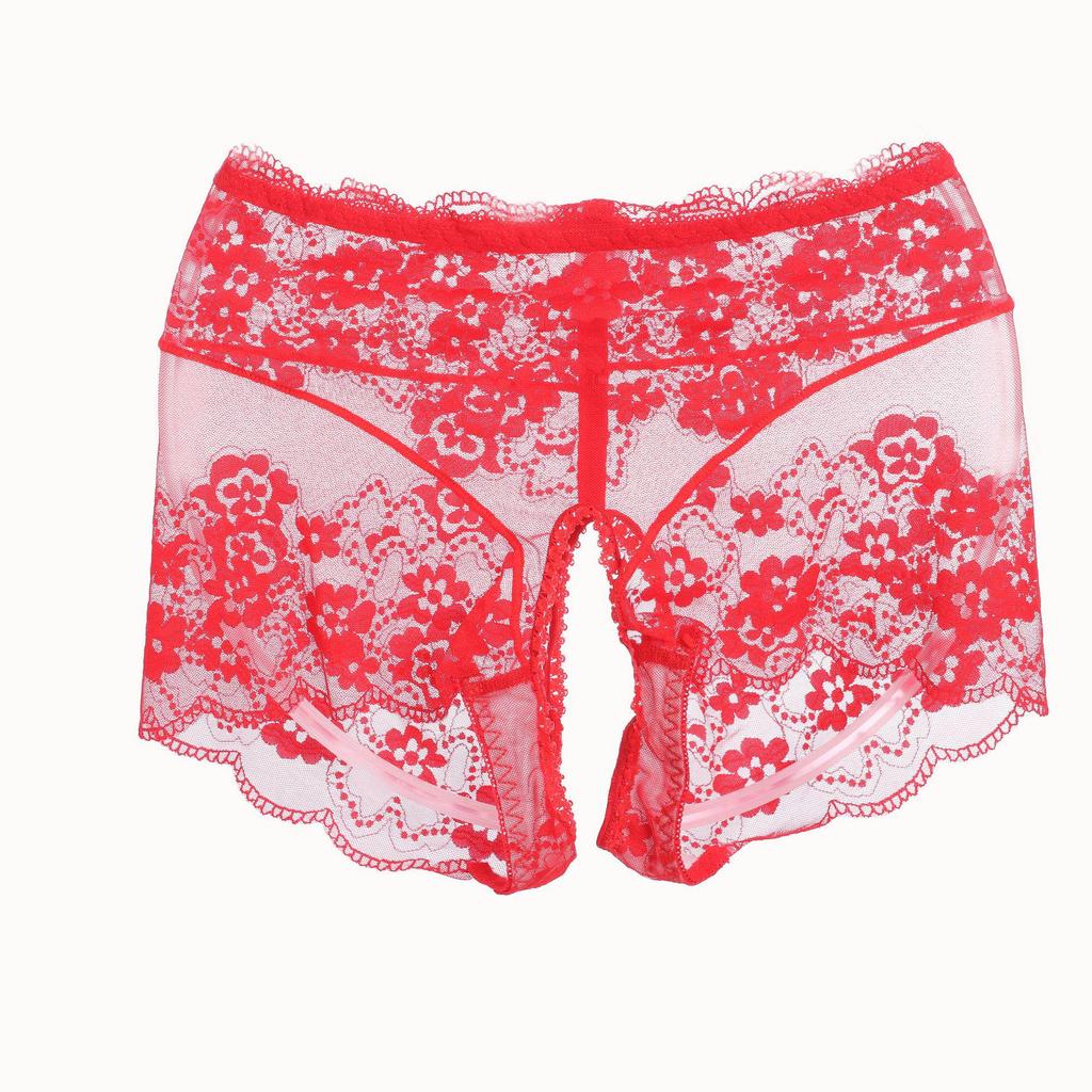 Lace Open Crotch High Waist Mesh Erotic Panties for Women