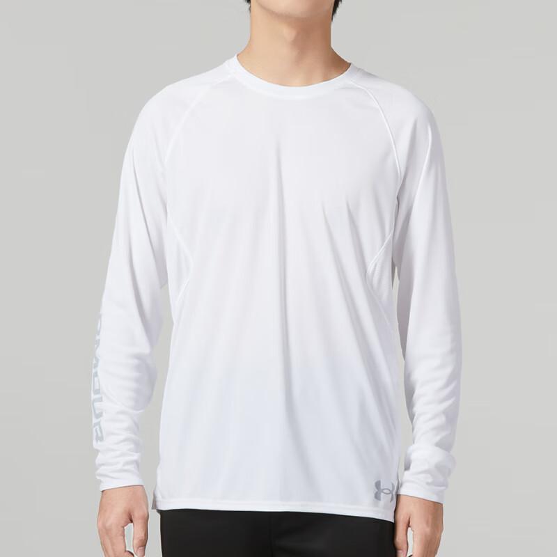 Under Armour Logo Print Dry Soft Basketball Long Sleeve T-Shirt Men Tops White 1374328-100