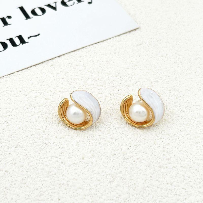 Freshwater Drip Glaze Irregular Shape Stud Earrings For Women золотой