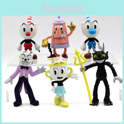 Colorful Cuphead 3.6-4 Inch Doll Game Peripheral Hand-made Cake Decoration Ornaments 6pcs Set