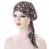 European-American Floral Print Two-Tail Curved Muslim Headscarf Pullover Hat