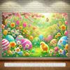 2D plane one person Easter spring flower photography background - pastel garden scene and chicks - Easter birthday wedding