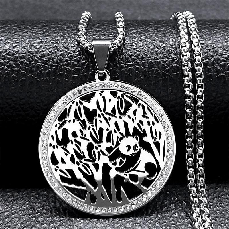 Fashion Tree of Life Stainless Steel Necklace Gold Color Crystal Pendant Necklaces Elegant Women Girl Jewelry Gifts N76S01