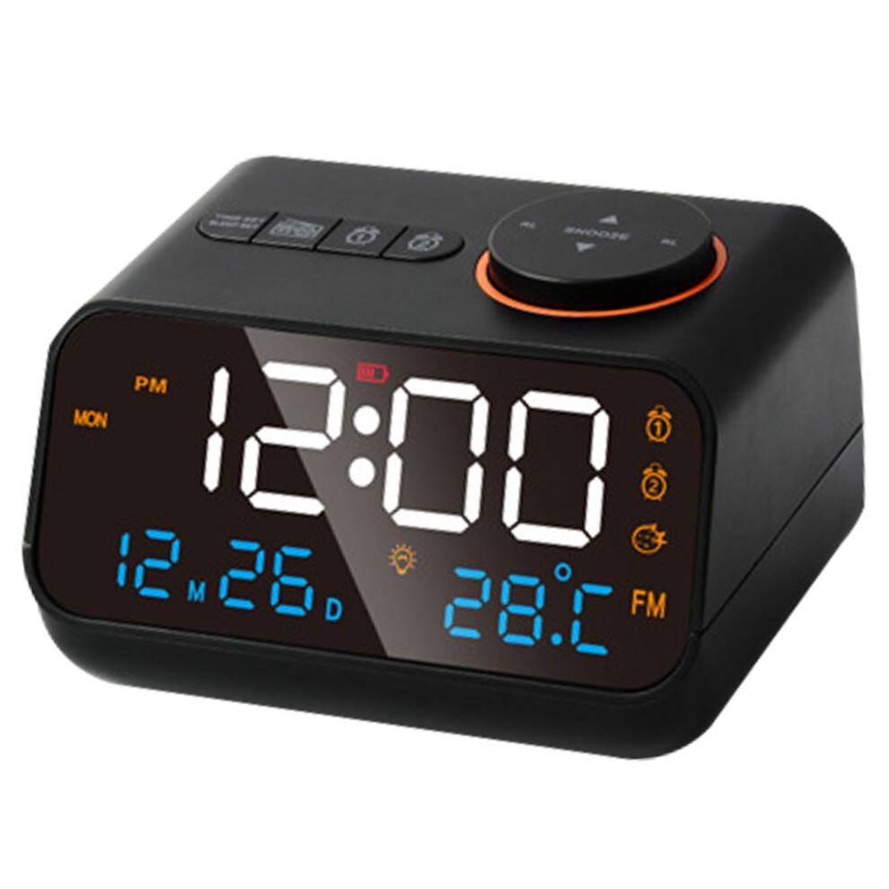 Multifunctional LED Alarm Clock with Radio and FM, Rechargeable, Black