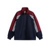 Mens Retro Stripe Color-Block Stand Collar Zip-Up Hoodie Jacket Fall Casual Loose Fit Sweatshirt