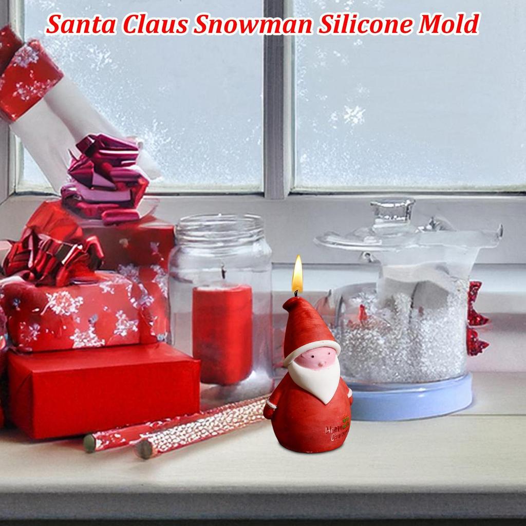 Christmas Molds For Resin Santa Claus Snowman 3D Moulds Non-Stick Candles Christmas Candy Molds For Home Desk Holiday Halloween