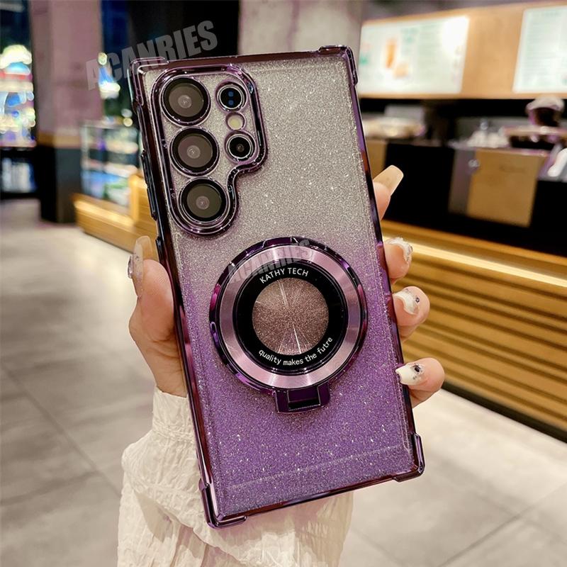 

S 25 24 23 Покрытие Магнитный держатель Чехол для Samsung Galaxy S25 S22 S24 S23 S21 S20 Fe Plus Ultra Силиконовый чехол-подставка S25ultra S21 Fe