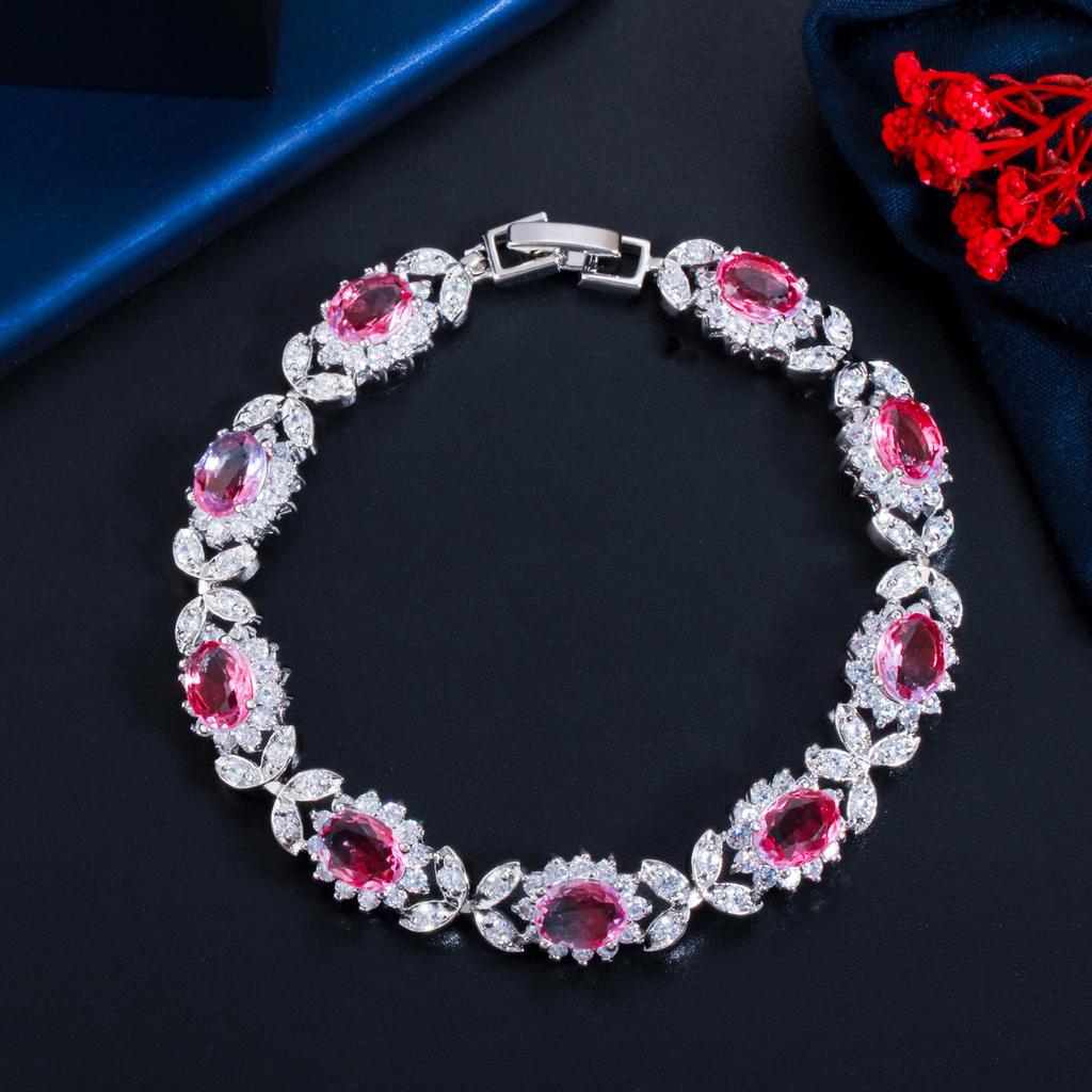 Accessories Copper Inlaid Zircon Full Diamond Bracelet Egg-Shaped Synthetic Gradual Change Crystal Watermelon Tourmaline Hand Jewelry
