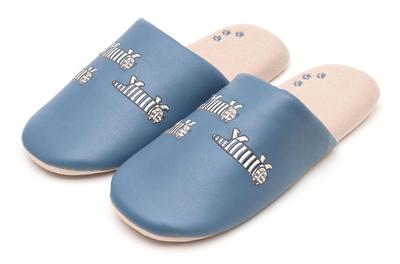 Lisa Larson Footprint Mikey Slippers Cute Lisa Larson Room Shoes for Women Size [LISA LARSON] [Nordic Men] (L Blue)
