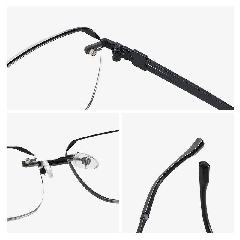 Popular Anti-blue Reading Glasses Fashionable Frameless Plain Diamond Men's and Women's Polygonal Reading Glasses