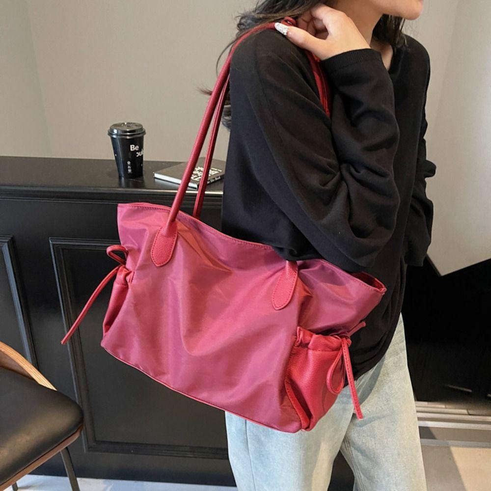 Lightweight Nylon Cloth Tote Bag Casual Underarm  Bag Portable Nylon Shoulder Bag  Women