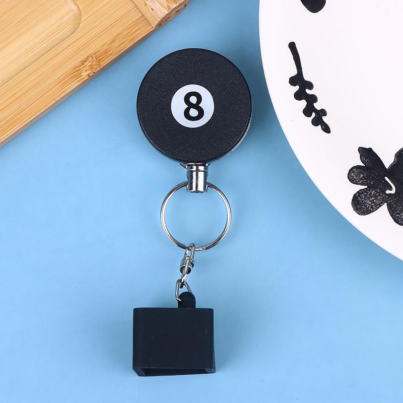 1Pc Black Billiard Telescoping Chalk Holder Snooker Pool Cue Chalk Holder Keychain Retractable Rope Chalk Holder W Mounting Clip