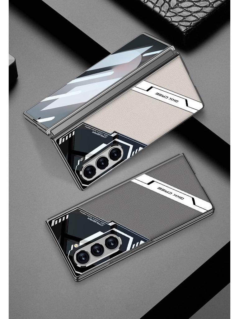 Samsung Z Fold 6 Electroplated Leather Case: Pure Color, E-Sports Design, Anti-Drop Protection
