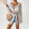 Yousheng Women Beach Cover Up V-Neck Long Sleeve Side Slit Design Sun Protection. Loose Fit See-through Cover Up Dress